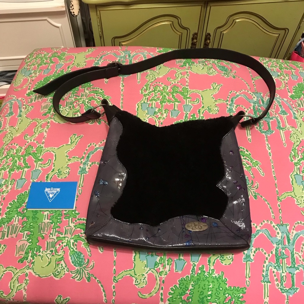 John Fluevog Susan Floral Shearling leather Sling Bag